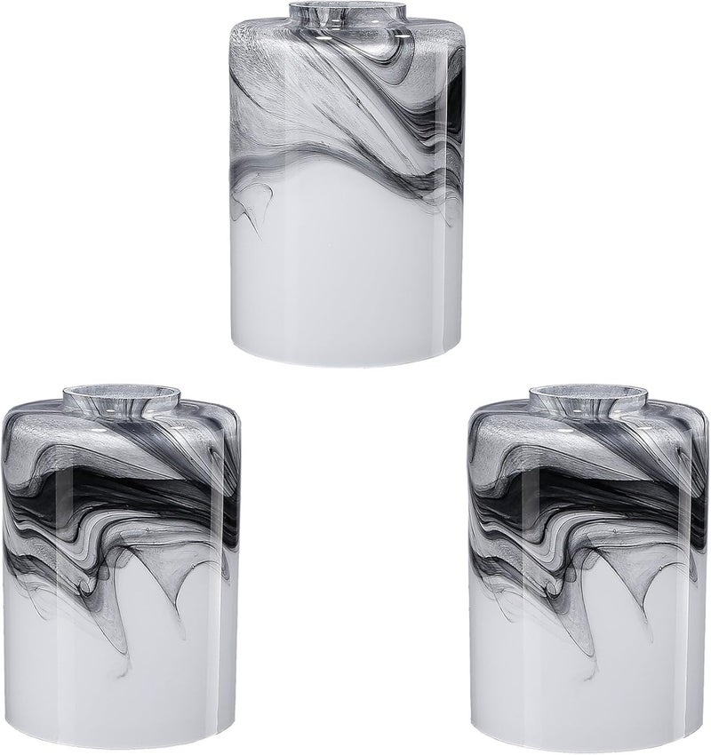 karyfine 3P Cylinder glass Lampshades for Wall Sconce Light Cover Blown Art Glass Ceiling Fan light Cover Globe Replacement Fixture for Vanity Light Shade1.65in fitter Height5.74 in Grey marble - Image 1